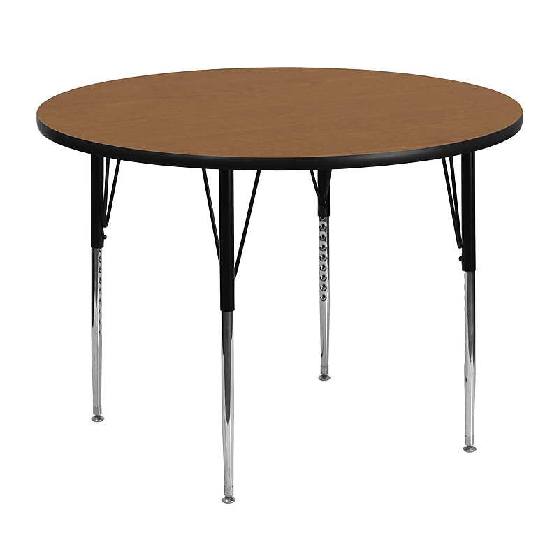 Flash Furniture 48" Round Activity Table, Height Adjustable, Oak (XUA48RNDOAKTA) image 1