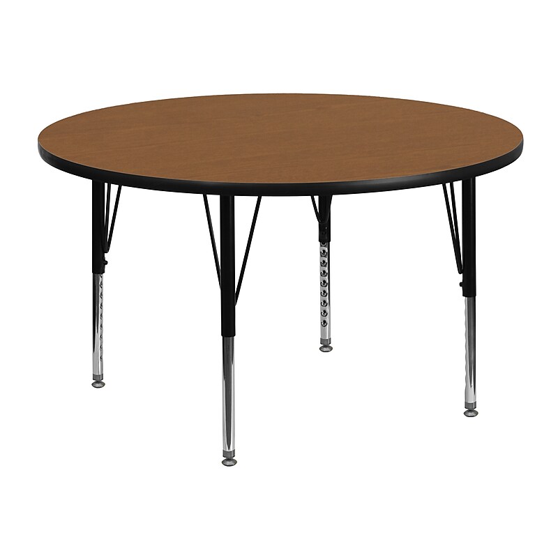 Flash Furniture 48" Round Activity Table, Height Adjustable, Oak (XUA48RNDOAKTP) image 1
