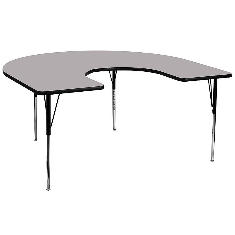 Flash Furniture 21 1/8" - 30 1/8H x 60W x 66D 16 Gauge Tubular Steel Horseshoe Activity Table, Gray image 1