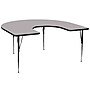 Flash Furniture 21 1/8" - 30 1/8H x 60W x 66D 16 Gauge Tubular Steel Horseshoe Activity Table, Gray~#|#~sp137083490_sc7