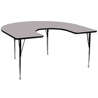 Flash Furniture 21 1/8" - 30 1/8H x 60W x 66D 16 Gauge Tubular Steel Horseshoe Activity Table, Gray