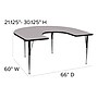 Flash Furniture 21 1/8" - 30 1/8H x 60W x 66D 16 Gauge Tubular Steel Horseshoe Activity Table, Gray~#|#~sp137083497_sc7