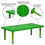 Flash Furniture Wren Rectangular Activity Table, 24" x 48", Height Adjustable, Green (YUYCX001RECTBGN)~#|#~sp137083542_sc7
