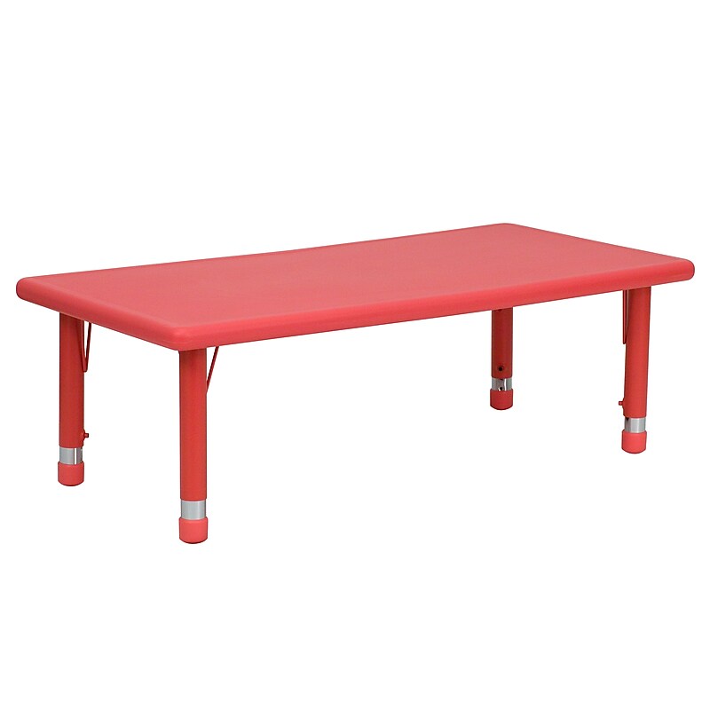 Flash Furniture Wren Rectangular Activity Table, 24" x 48", Height Adjustable, Red (YUYCX001RECTBRD) image 1