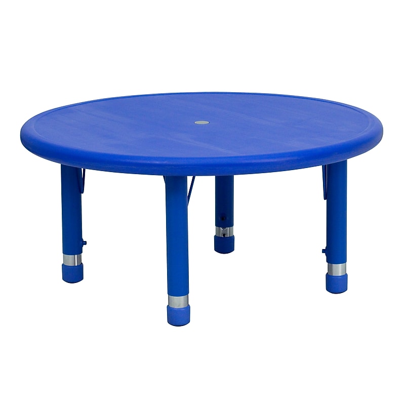 Flash Furniture Wren 33" Round Activity Table, Height Adjustable, Blue (YUYCX007RDTBBL) image 1