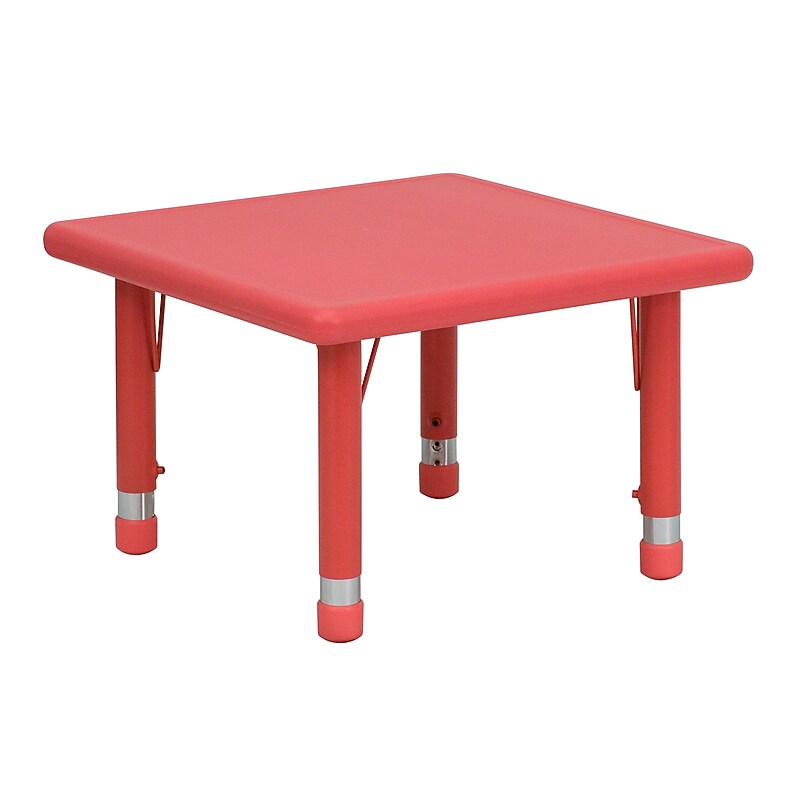 Flash Furniture Wren Square Activity Table, 24" x 24", Height Adjustable, Red (YUYCX002SQRTBRD) image 1