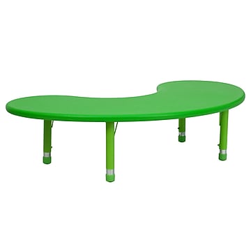 Flash Furniture Wren 65" Half-Moon Activity Table, Height Adjustable, Green (YUYCX04MOONTBGN)
