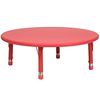 Flash Furniture Wren 45" Round Activity Table, Height Adjustable, Red (YUYCX005RDTBRD)