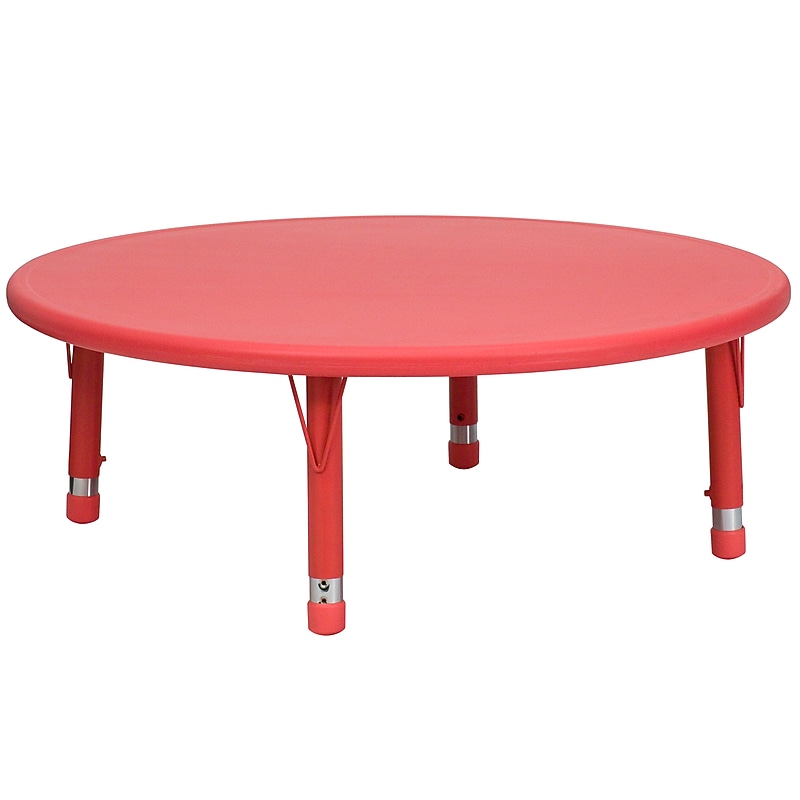 Flash Furniture Wren 45" Round Activity Table, Height Adjustable, Red (YUYCX005RDTBRD) image 1