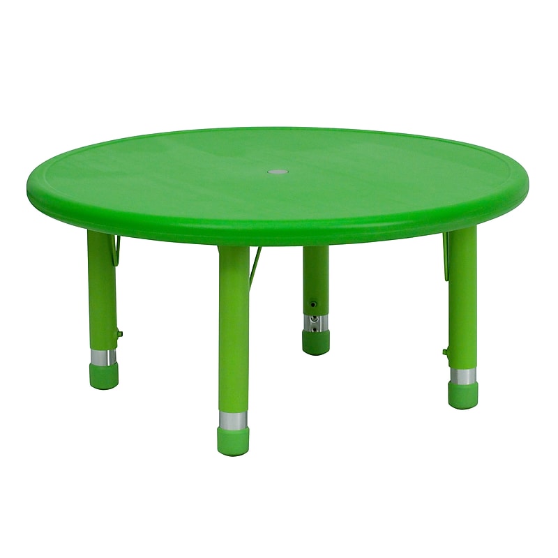 Flash Furniture Wren 33" Round Activity Table, Height Adjustable, Green (YUYCX007RDTBGN) image 1