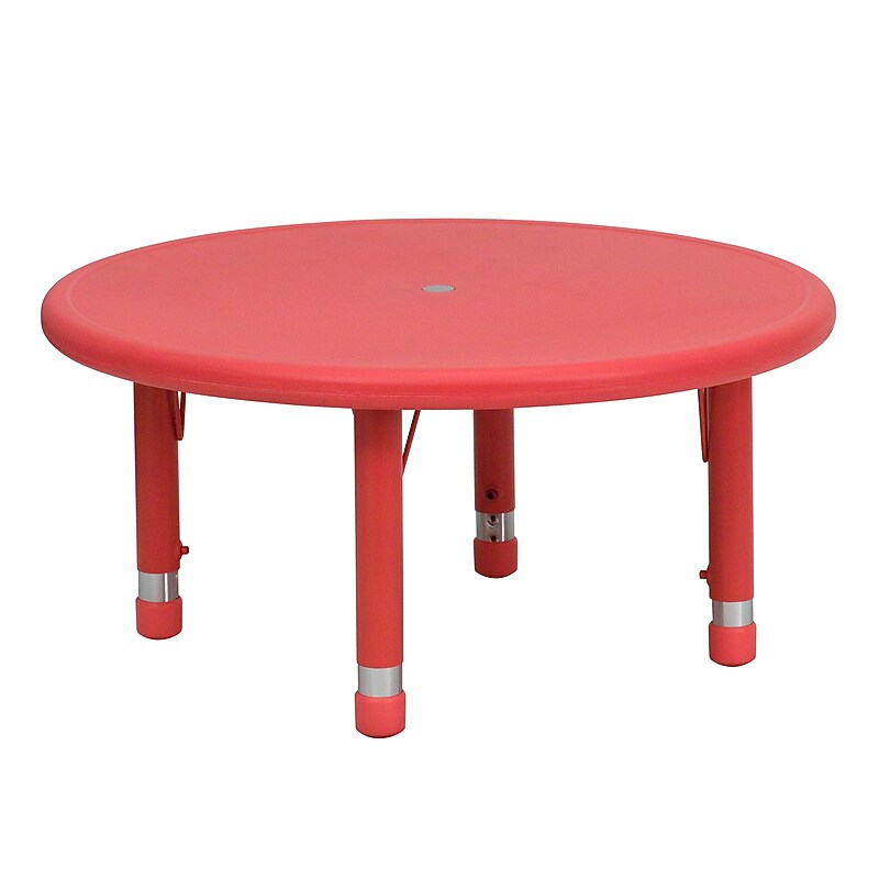 Flash Furniture Wren 33" Round Activity Table, Height Adjustable, Red (YUYCX007RDTBRD) image 1