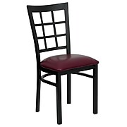 Flash Furniture Hercules Contemporary Metal Dining Chair, Black With Burgundy, 4/Pack (XUDG6Q3BWINBURV)