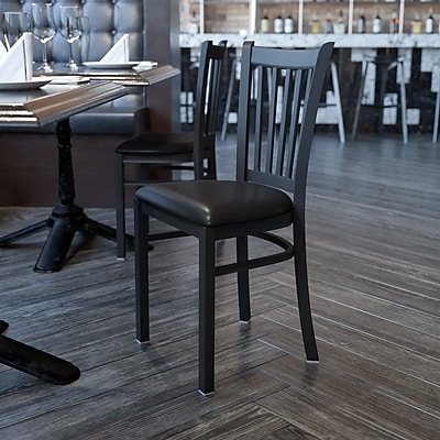 Flash Furniture Hercules Traditional Vinyl & Metal Vertical Back Restaurant Dining Chair, Black (XUDG6Q2BVRTBLKV) Sansujyuku sansujyuku.com