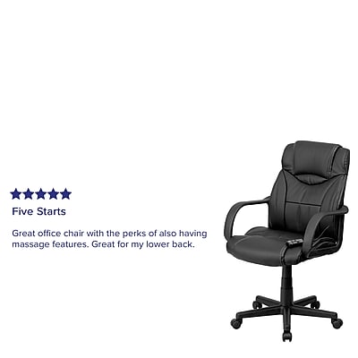 Flash Furniture Laverne Ergonomic LeatherSoft Swivel Mid-Back Massaging Executive Office Chair - Thumbnail 5