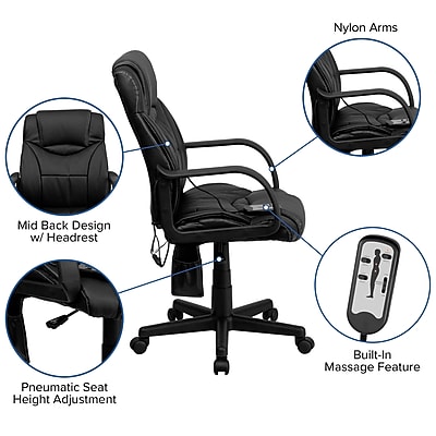 Flash Furniture Laverne Ergonomic LeatherSoft Swivel Mid-Back Massaging Executive Office Chair - Thumbnail 2