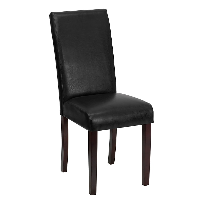 Flash Furniture Contemporary Faux Leather Parsons Dining Chair, Black (BT350BKLEA023) image 1