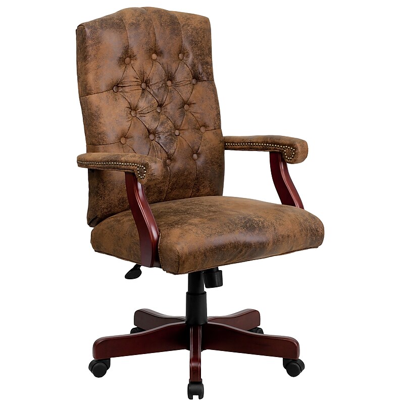 Flash Furniture Derrick Microfiber Swivel Executive Office Chair, Bomber Brown (802BRN) image 1