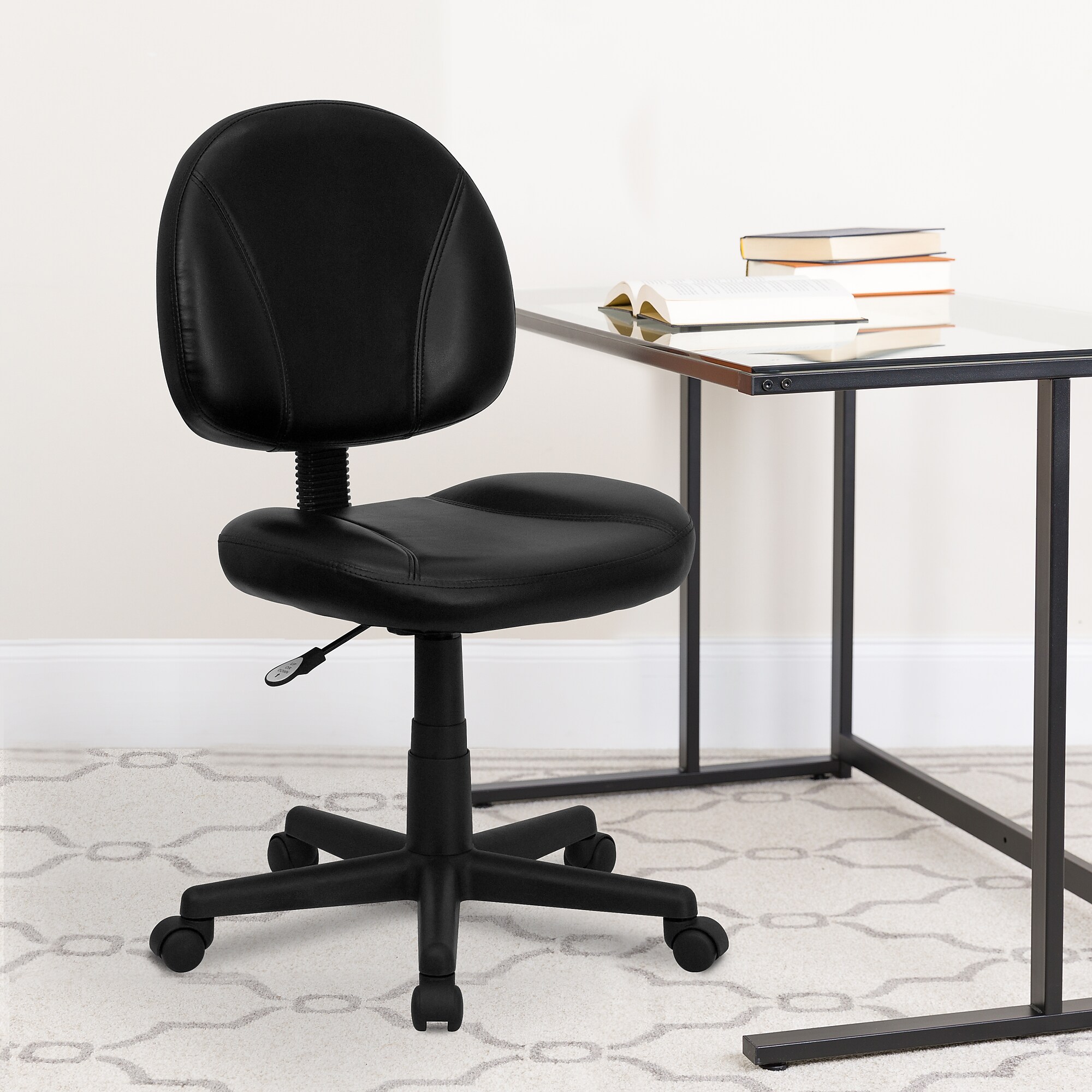 Flash Furniture Ronald Armless Ergonomic LeatherSoft Swivel Mid-Back Task Office Chair, Black (BT688BK) Sansujyuku sansujyuku.com
