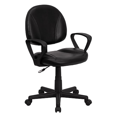 Flash Furniture Ronald Ergonomic LeatherSoft Swivel Mid-Back Drafting Office Chair, Black (BT688BKA)