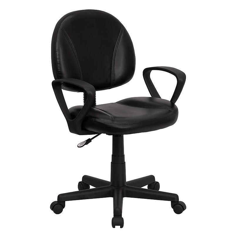 Flash Furniture Ronald Ergonomic LeatherSoft Swivel Mid-Back Task Office Chair, Black (BT688BKA) image 1