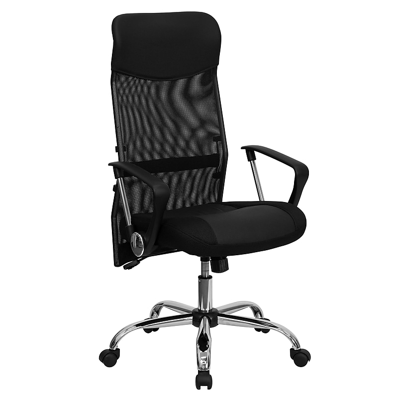 Flash Furniture Abney Ergonomic Leather and Mesh Swivel High Back Task Office Chair, Black (BT905) image 1