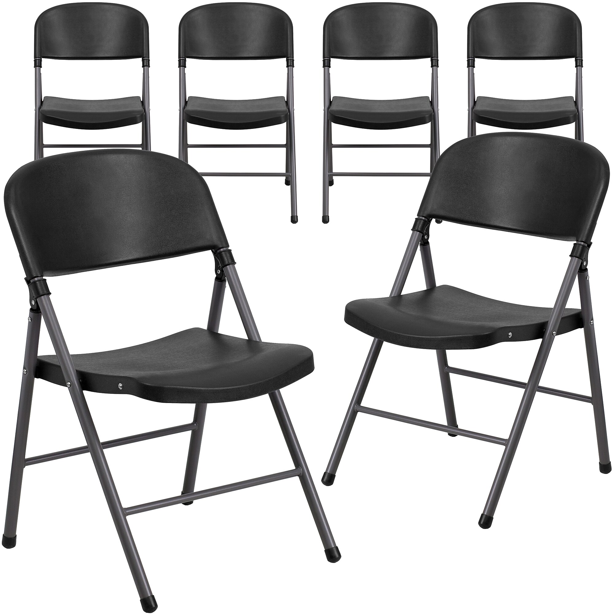 Flash Furniture HERCULES Plastic Armless Folding Chair, Black, 6/Pack Sansujyuku sansujyuku.com
