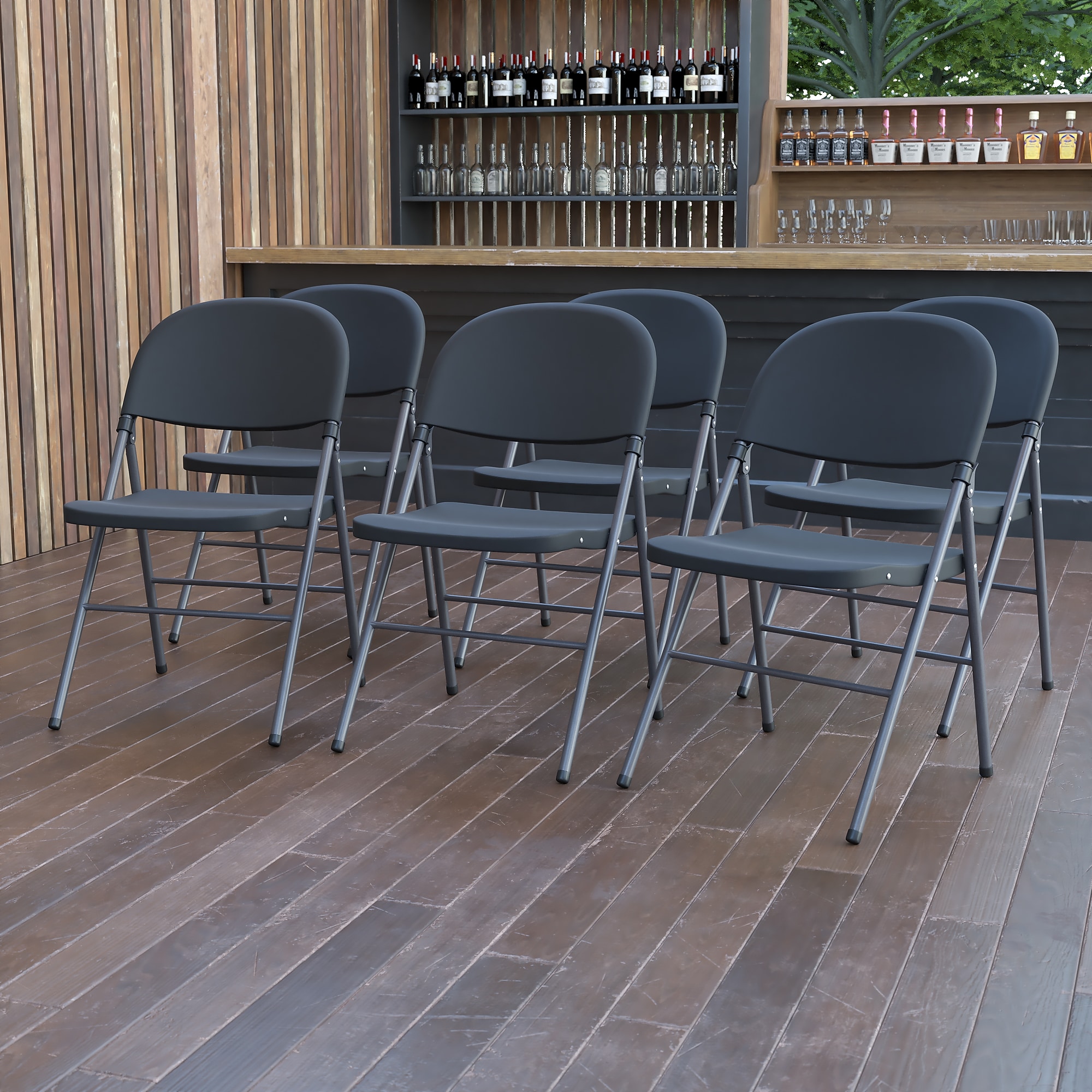 Flash Furniture HERCULES Plastic Armless Folding Chair, Black, 6/Pack Sansujyuku sansujyuku.com