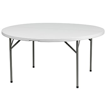 Flash Furniture 29"H x 60"L Granite Folding Table With 18 Gauge Legs, White (DADYCZ154GW)