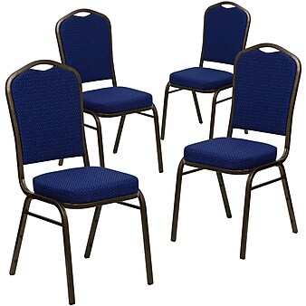 Flash Furniture HERCULES™ Fabric Gold Vein Frame Crown Back Banquet Chair, Navy Blue, 4/Pack (4FDC01GV208)