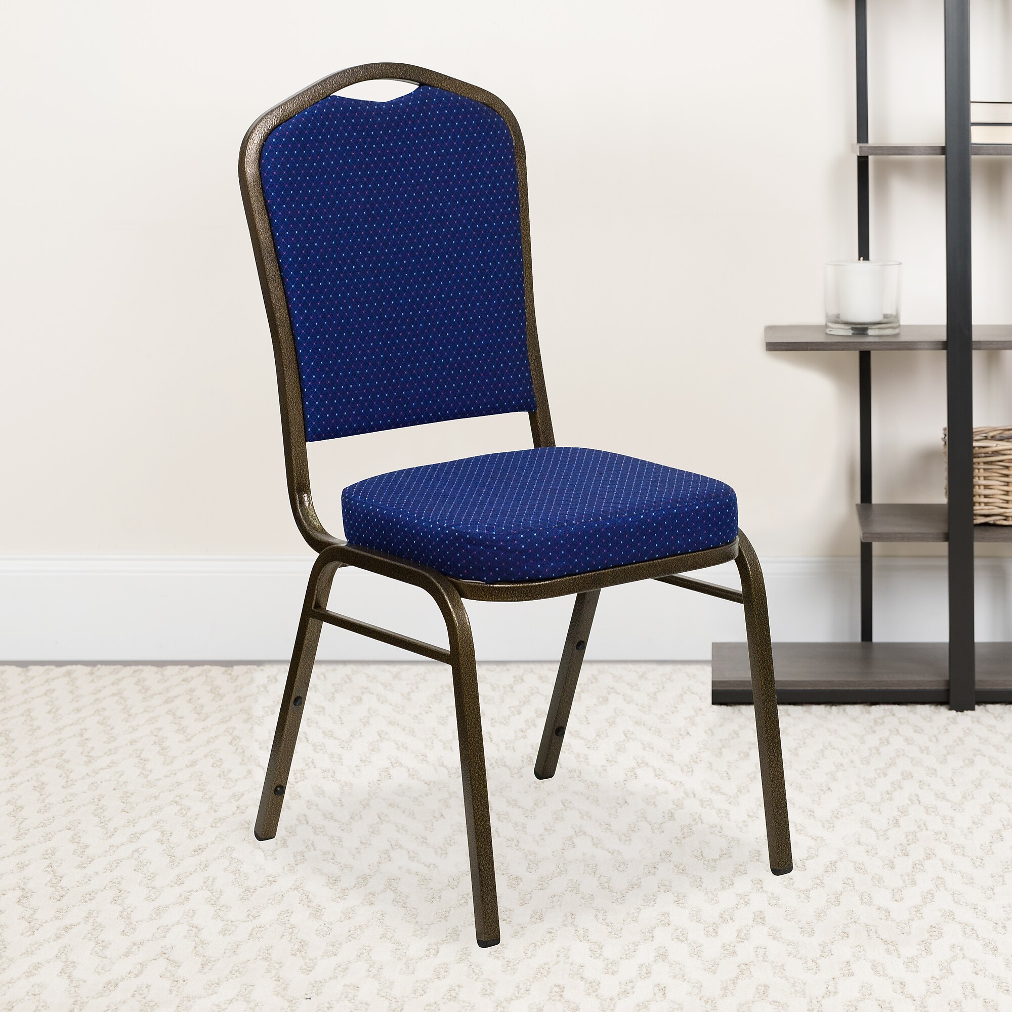 Flash Furniture HERCULES Fabric Gold Vein Frame Crown Back Banquet Chair, Navy Blue, 4/Pack (4FDC01GV208) Sansujyuku sansujyuku.com