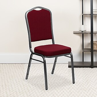 Flash Furniture HERCULES™ Fabric Silver Vein Frame Crown Back Banquet Chair, Burgundy, 4/Pack