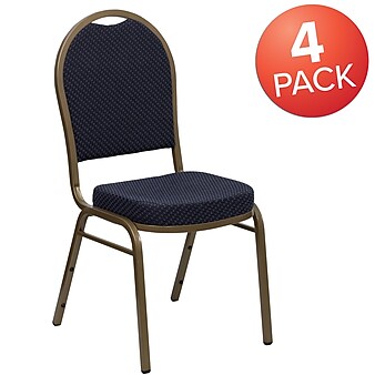 Flash Furniture HERCULES™ Fabric Gold Frame Dome Back Banquet Chair, Navy, 4/Pack (4FDC03AG3774)