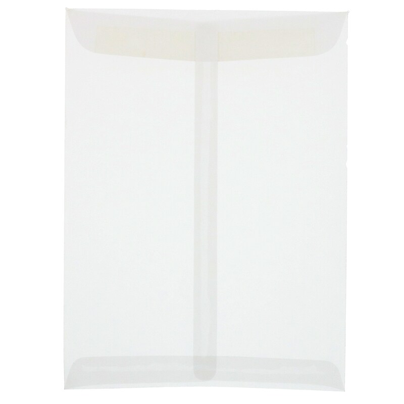 JAM Paper 9" x 12" Open End Catalog Translucent Vellum Envelopes, Clear, 10/Pack (2851376B) image 1
