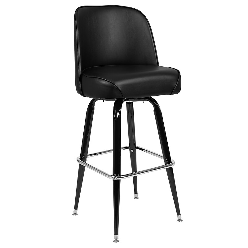 Flash Furniture James Traditional Metal Full Back Barstool, Black (XUF125) image 1