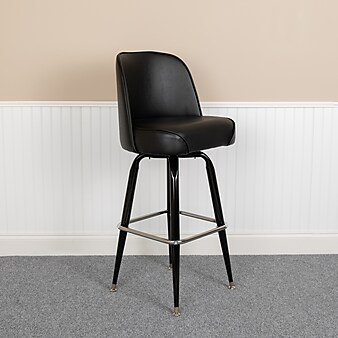 Flash Furniture 42.5"H Vinyl Seat, Metal Bar Stool, Black (XUF125)