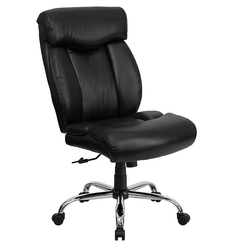 Flash Furniture HERCULES Series Armless Ergonomic LeatherSoft Swivel Big & Tall Executive Office Chair, Black (GO1235BKLEA) image 1