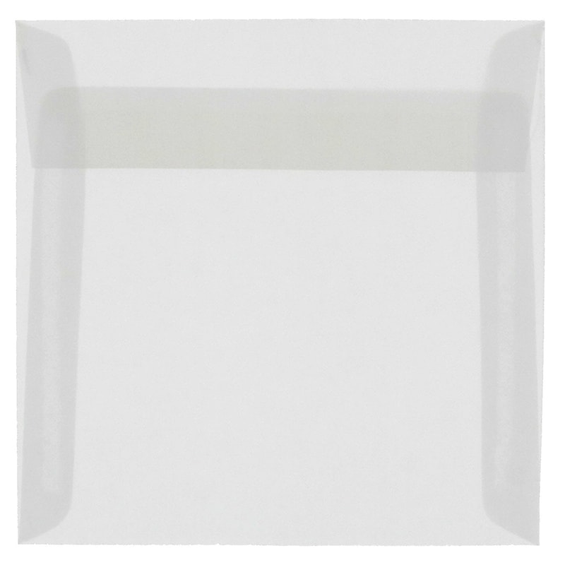 JAM Paper 9.5 x 9.5 Square Translucent Vellum Invitation Envelopes, Clear, 25/Pack (2851357) image 1