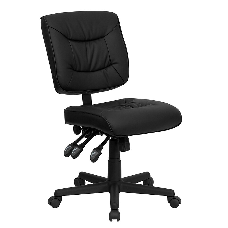 Flash Furniture Cole Armless Ergonomic LeatherSoft Swivel Mid-Back Task Office Chair, Black (GO1574BK) image 1