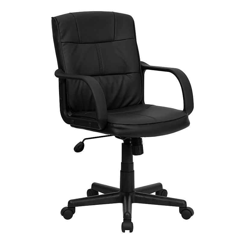 Flash Furniture Rider LeatherSoft Swivel Mid-Back Task Office Chair, Black (GO228SBKLEA) image 1