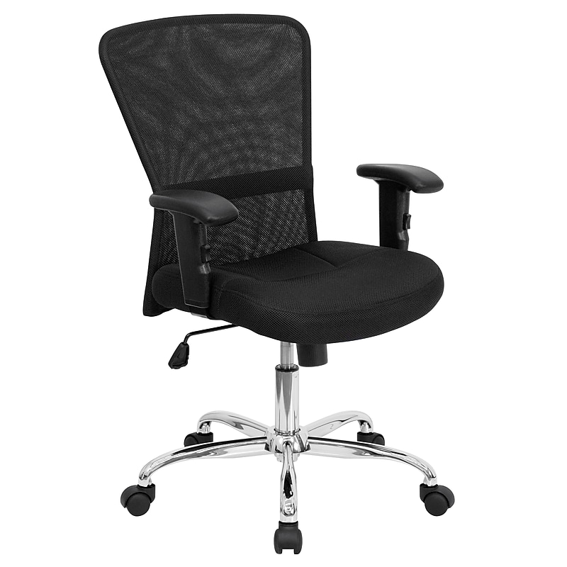 Flash Furniture Jasmine Ergonomic Mesh Swivel Mid-Back Task Office Chair, Black (GO5307B) image 1