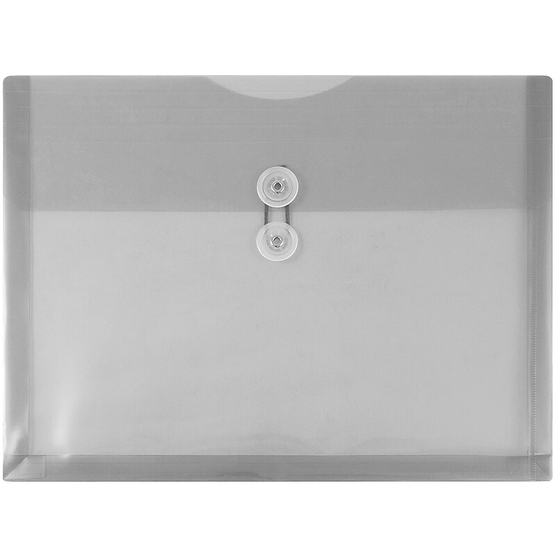 JAM Paper® Plastic Envelopes with Button and String Tie Closure, Letter Booklet, 9.75 x 13, Smoke Gray, 12/Pack (218B1SM) image 1