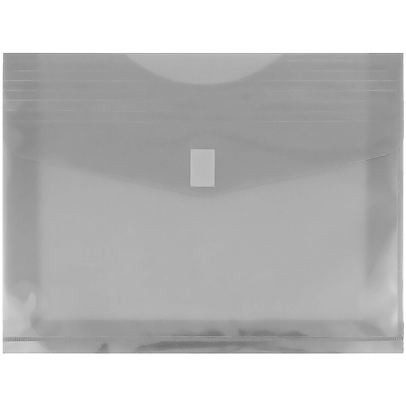 JAM Paper® Plastic Envelopes with Hook & Loop Closure, 9.75 x 13 with 2 Inch Expansion, Smoke Grey, 12/Pack (218V2SM) image 1
