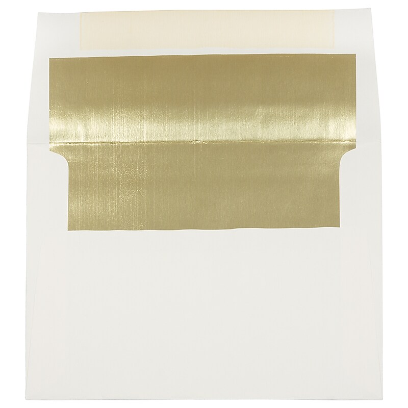 JAM Paper A7 Foil Lined Invitation Envelopes, 5.25 x 7.25, Ecru with Gold Foil, 25/Pack (2354150) image 1