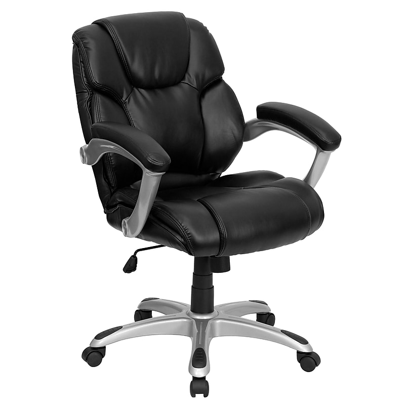 Flash Furniture Heather Ergonomic LeatherSoft Swivel Mid-Back Executive Office Chair, Black (GO931HMIDBK) image 1
