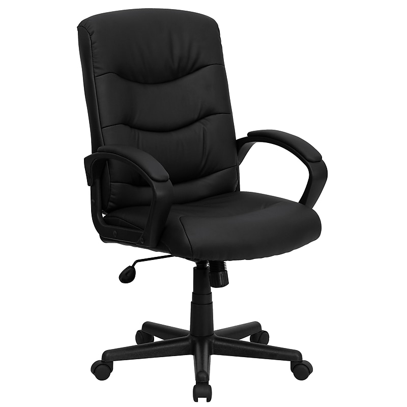 Flash Furniture Chelsea LeatherSoft Swivel Mid-Back Executive Office Chair, Black (GO9771BKLEA) image 1