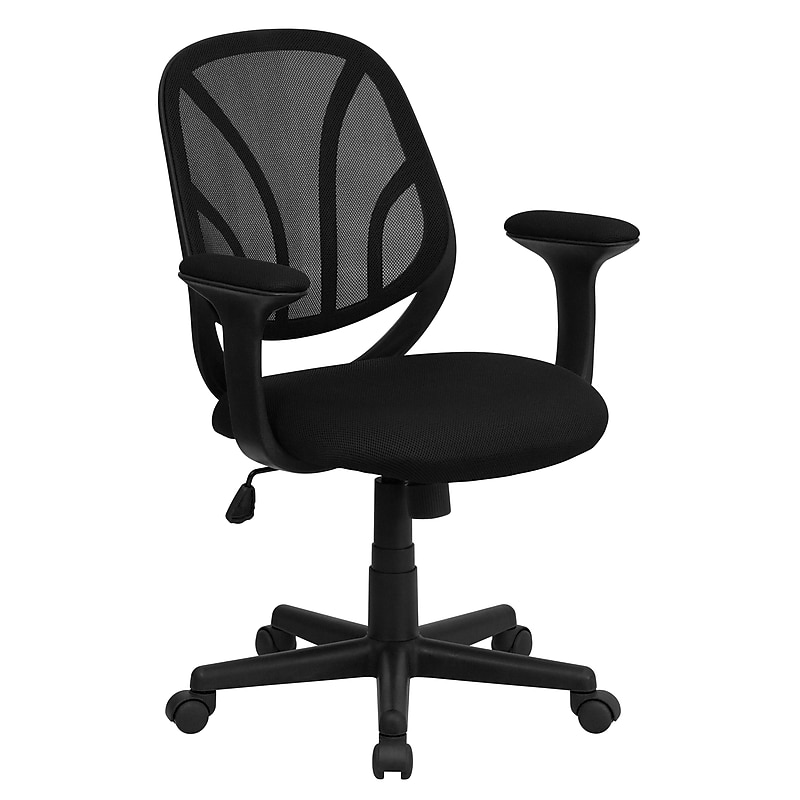 Flash Furniture Y-GO Office Ergonomic Mesh Swivel Mid-Back Task Office Chair, Black (GOWY05A) image 1