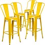 Flash Furniture Commercial Grade 30" High Yellow Metal Indoor-Outdoor Barstool with Removable Back, 4 Pack (4CH3132030GBYL)~#|#~sp137087249_sc7