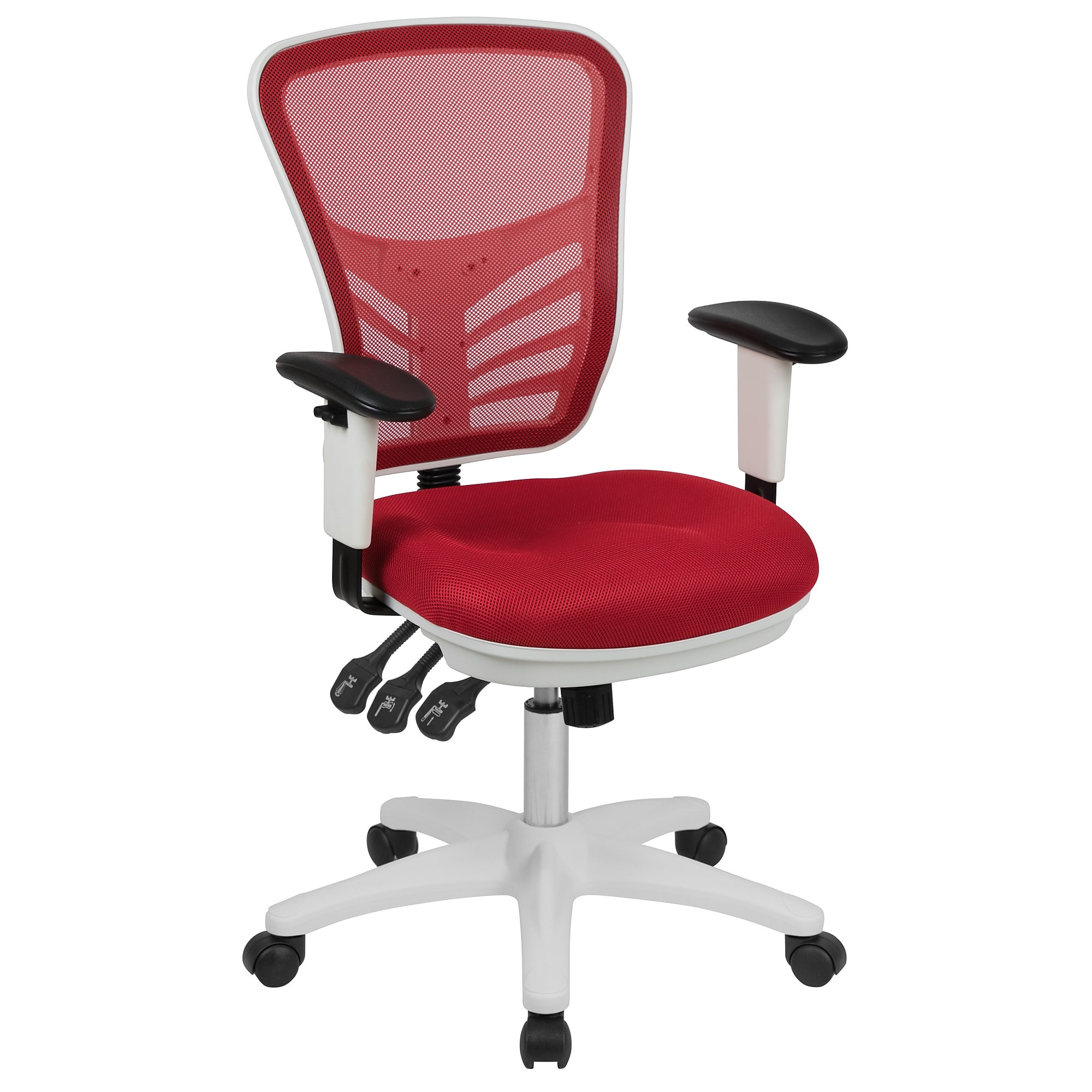 Flash Furniture Nicholas Ergonomic Mesh Swivel Mid-Back Multifunction Executive Office Chair, Red/White Frame (HL0001WHRED) Sansujyuku sansujyuku.com
