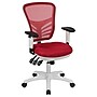 Flash Furniture Nicholas Ergonomic Mesh Swivel Mid-Back Multifunction Executive Office Chair, Red/White Frame (HL0001WHRED)~#|#~sp137087256_sc7