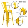 Flash Furniture Commercial Grade 30" High Yellow Metal Indoor-Outdoor Barstool with Removable Back, 4 Pack (4CH3132030GBYL)~#|#~sp137087272_sc7